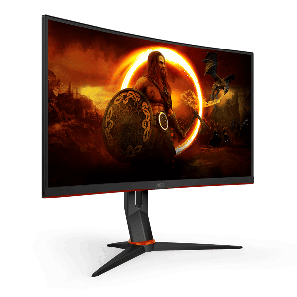 Monitor Curvo AOC 24" Gaming FHD 165hz 1ms Ajuste da Altura , 2x HDMI, 1x DVI, 1x VGA, 4x USB 3.1 C24G2UBK