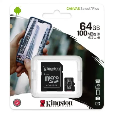 Cartão de Memoria Micro SD Kingston 64GB CL10 c/ Adaptador