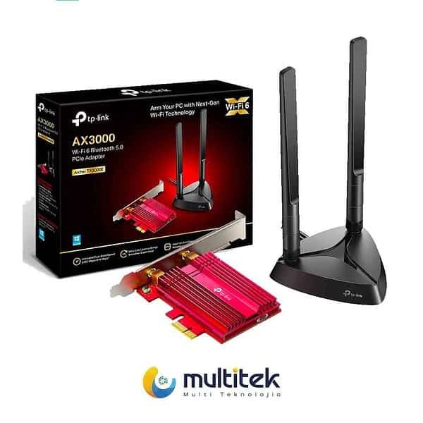 Placa - Adaptador de Rede Wifi + Bluetooth TP-Link, PCI-E, AX3000, 2x Antenas de 5DBI