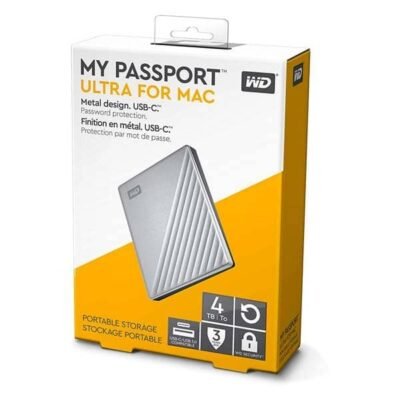 Disco Duro Externo WD My Passport Ultra 4TB, 2.5″, USB C, Para MAC, Cinzento