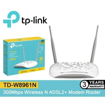 Router/Modem Wifi TP-Link 300Mbps, 2x Antenas, 1x Porta 10/100 WAN, 4x Portas 10/100 LAN, 1x RJ11 ADSL+