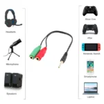 Cabo de Audio Splitter Ewent EC1640 1xJack 3.5mm Macho para 2xJack3.5mm Fêmea 0.15m Preto