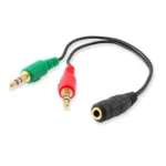 Cabo de Audio Splitter Ewent EC1642 1xJack 3.5mm Fêmea para 2xJack 3.5mm Macho 0.15m Preto