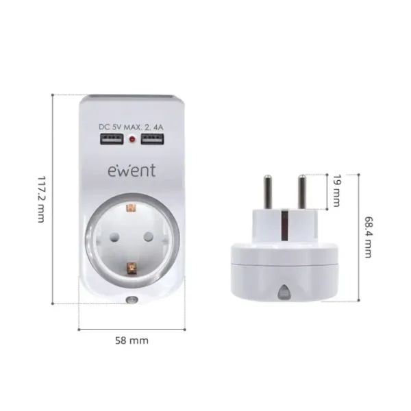 Carregador Ewent EW1225 USB 4 em 1 2.4A