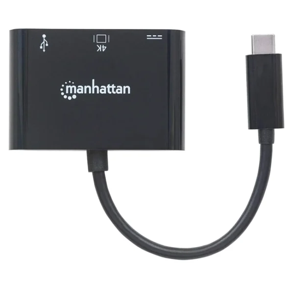Hub USB-C Manhattan 3 em 1, HDMI, USB-A 3.0, USB-C - 152037