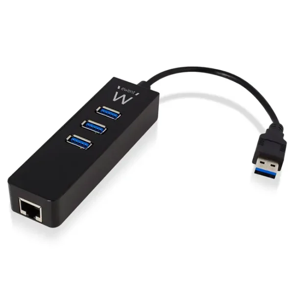 Hub USB A Ewent 2 em 1, 3xUSB A + 1xRJ45 GE - EW1140