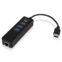 Hub USB A Ewent 2 em 1, 3xUSB A + 1xRJ45 GE - EW1140