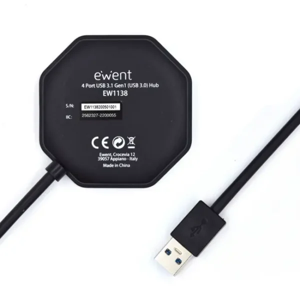 Hub USB A Ewent 4xUSB A 3.2 Preto - EW1138