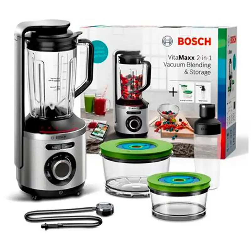 Liquidificador Bosch VitaMaxx 1000W, 2 em 1, 1.5L, Prateado 1 Liquidificador Bosch VitaMaxx 1000W MMBV625M