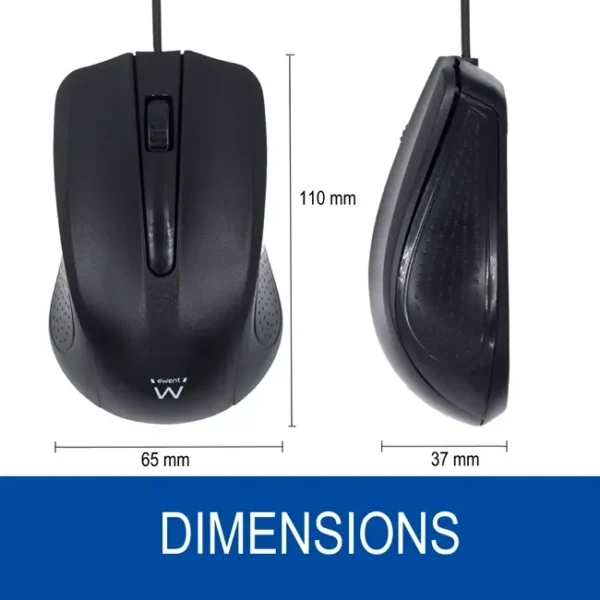 Rato Óptico com Fio Ewent EW3300 USB 1000DPI Preto