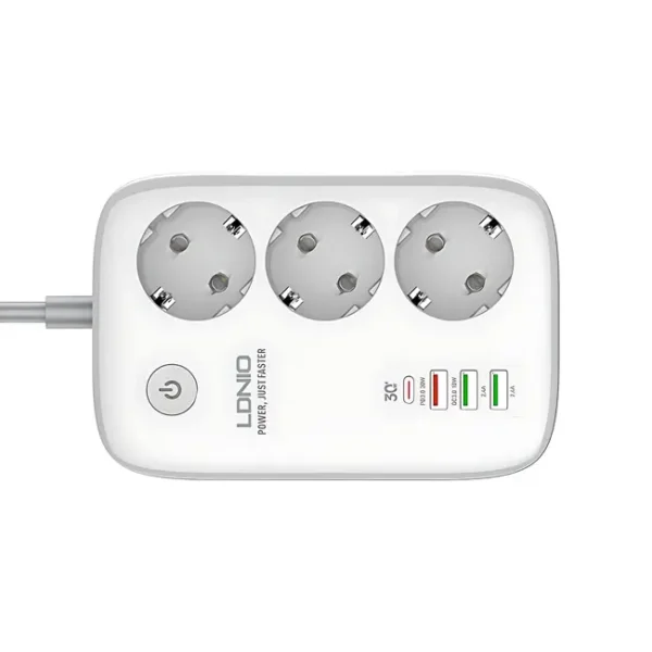 Bloco 3 Tomadas Inteligente Lidnio Wifi 3xUSB-A, 1xUSB-C, 2M, 2500W - SEW3452