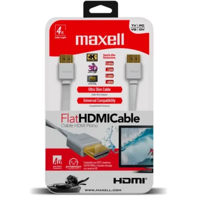 Cabo HDMI 2.0 Maxell 4K@60Hz Super Flat 1.2M Branco