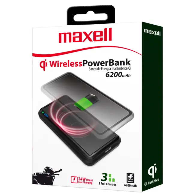 PowerBank Maxell 6200mah 1xUSB-A c/ Carregamento Sem Fio Preto 1 PowerBank Maxell 6200mah 1xUSB-A c/ Carregamento Sem Fio Preto - 908582