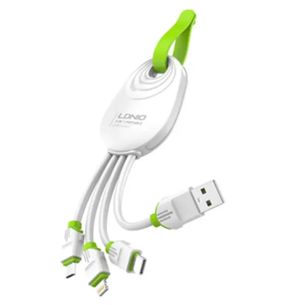 Cabo 3 Em 1 USB-A Para Lightning Micro-USB, USB-C Ldnio 10cm - LC95