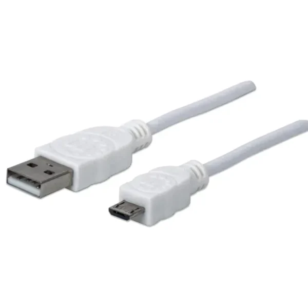 Cabo USB-A Para Micro-USB Manhattan, 1.8M Branco - 324069