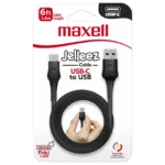 Cabo USB-A Para USB-C 2.1A Maxell Carregamento Rápido 1.2M Preto