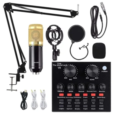 Kit Microfone Condensador BM800 + Mesa V8 Com Braço Articulado
