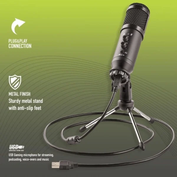 Microfone Gaming NGS GMICX-110 Unidirecional Tripé USB 435430620542