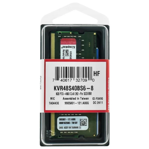Módulo de Memória RAM DDR5 Kingston 8GB PC5-4800Mhz PC Portátil KVR48S40BS6-8