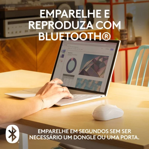 Rato Óptico Logitech M240 Silent Bluetooth 4000DPI Branco 910-007120