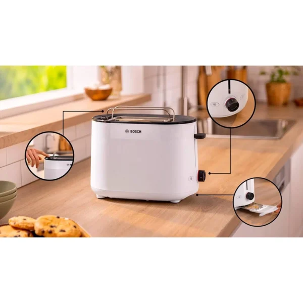 Torradeira Bosch TAT2M121 Compact Toaster MyMoment 2 Fendas 950W Branca