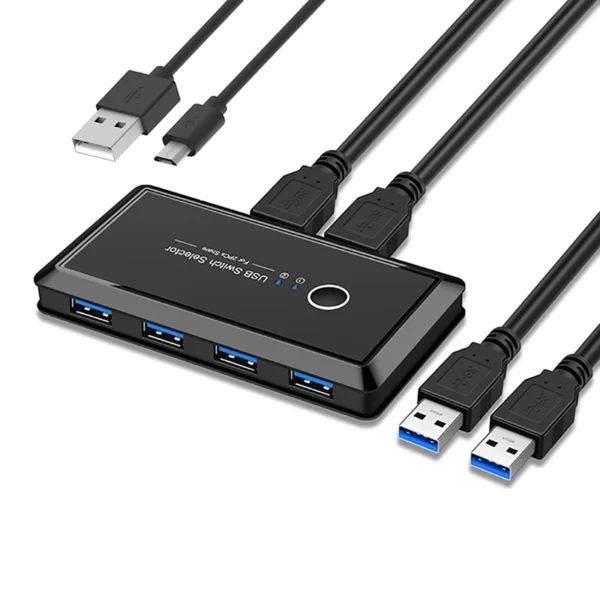 HUB KVM USB Switch 2x Saídas 4x Entradas USB-A 3.0