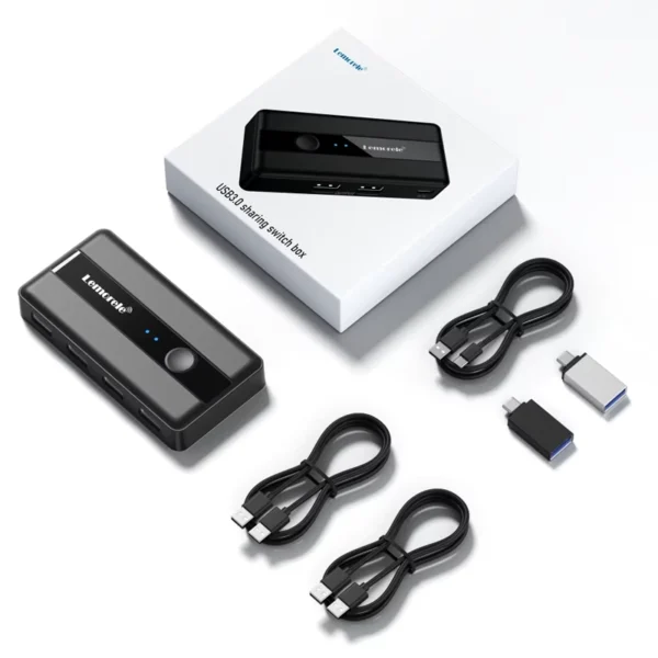 HUB KVM USB Switch 2x Saídas 4x Entradas USB-A 3.0