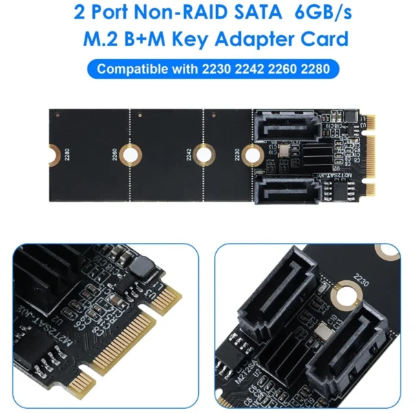 Placa Adaptador M.2 NVME Para SATA 3.0 6Gbps 2 Portas