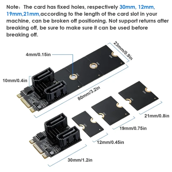 Placa Adaptador M.2 NVME Para SATA 3.0 6Gbps 2 Portas
