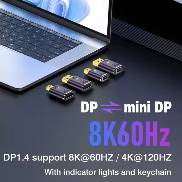 Adaptador Mini DP Para DisplayPort 8k@60Hz Bi-Direcional