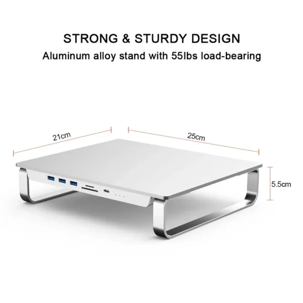 USB-C Hub / Docking Stand 3xUSB-A 3.1 SD Card 3xUSB-C 1x2.5" HD 1xM.2 SSD Aluminio