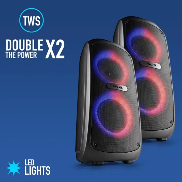 Coluna Bluetooth Portátil NGS Wildtemper 200W TWS/USB/AUX LED RGB 435430625837