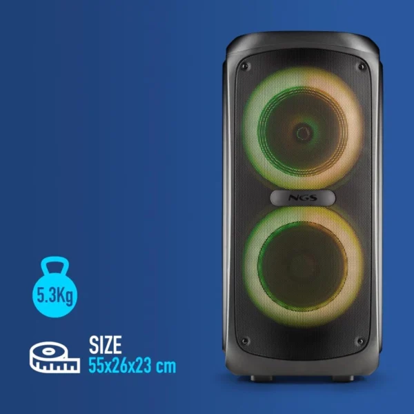 Coluna Bluetooth Portátil NGS Wildtemper 200W TWS/USB/AUX LED RGB 435430625837