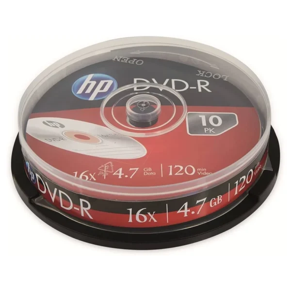 Disco DVD-R HP DME00026-3 Cake Box 16X 4.7GB Pack 10un