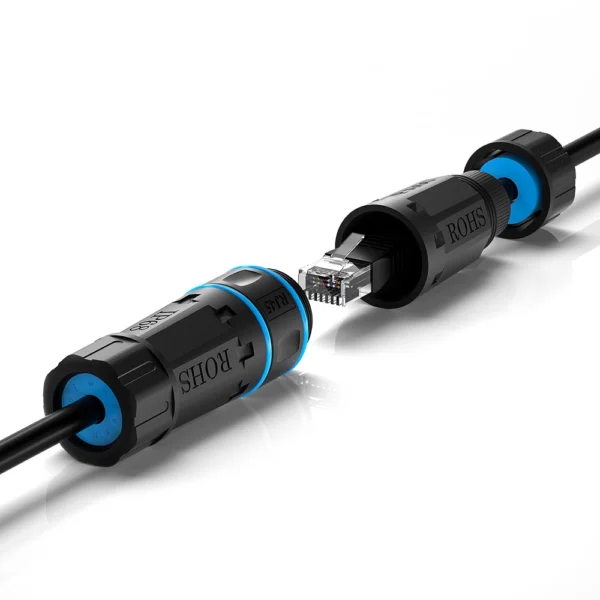 Extensor RJ45 Ethernet CAT6 Outdoor IP68 PA66 Prova de Água
