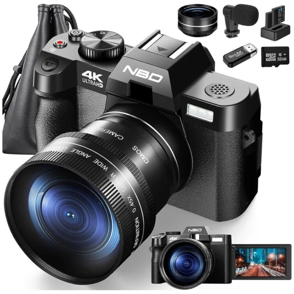 Kit Câmara Digital NBD S100 Pro 4K 48MP 60FPS WiFi Autofocus