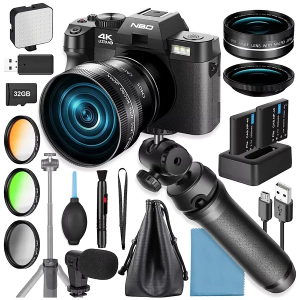 Kit Câmara Digital NBD S100 Pro 4K 48MP 60FPS WiFi Autofocus