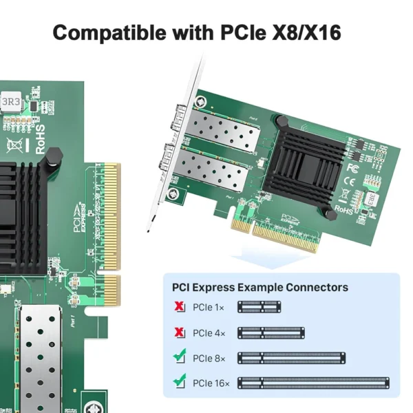 Placa de Rede Intel X520-DA2 2xSFP+ 10GbE PCIe SP310