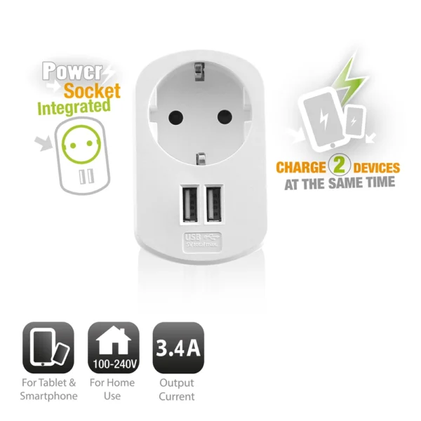 Tomada Ewent EW1211 2x USB-A 3.4A