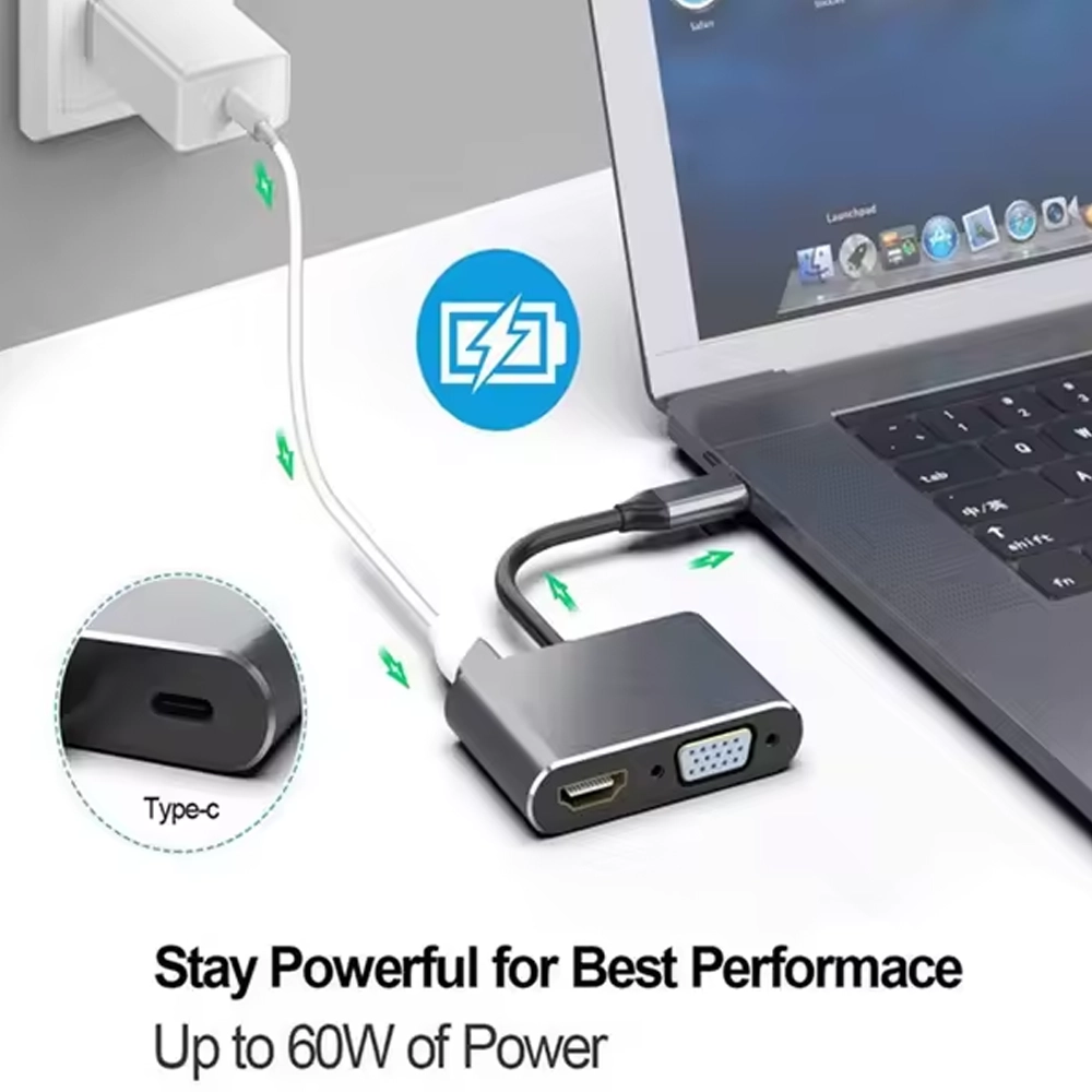 Docking USB-C 4 em 1, HDMI 4K, USB-A, VGA, Thunderbolt 3 Docking USB-C 4 em 1, HDMI 4K, USB-A, VGA, Thunderbolt