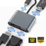 Docking USB-C 4 em 1, HDMI 4K, USB-A, VGA, Thunderbolt
