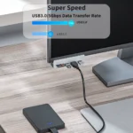 HUB USB 1xSD 1xMicro SD 3xUSB-A 1xUSB-C Com Suporte de Fixação