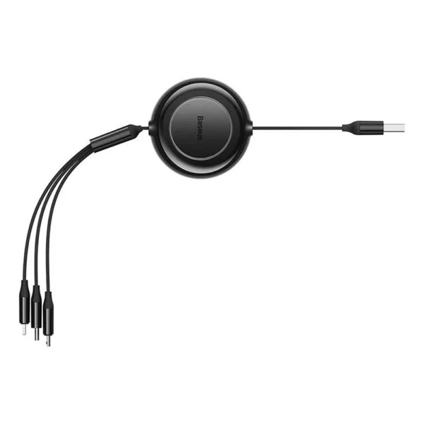 Baseus Cabo USB-C 3 em 1 C-M-L Retrátil 1.1M 100W Preto 6932172656454