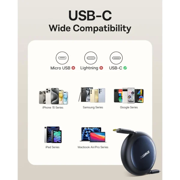 Cabo USB-C (M) P/ USB-C (M) 1M 100W Retrátil Baseus 6932172647537