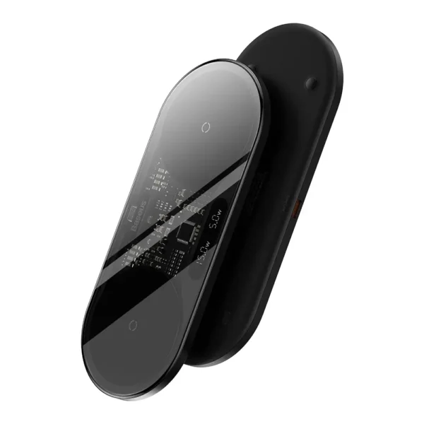 Carregador Wireless 2 em 1 Baseus 20W Digital Led Display Preto 6932172612672