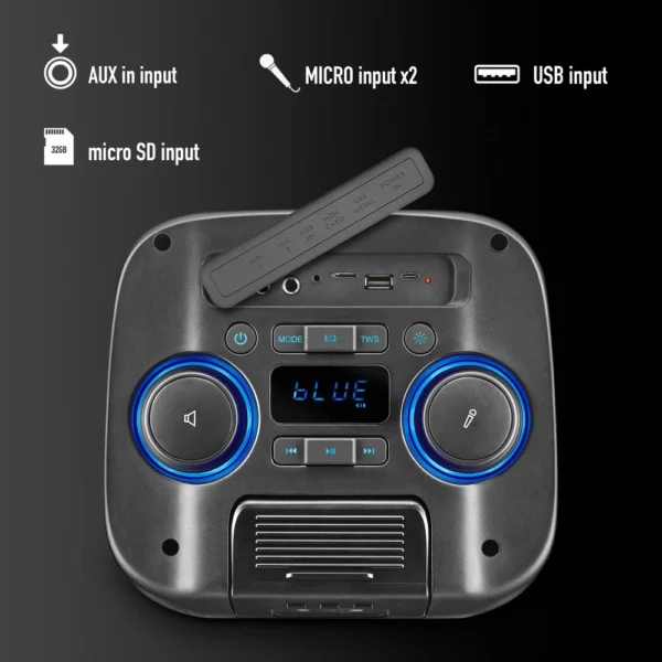 Coluna Bluetooth Portátil NGS Wild Club 80W Preta 435430625813