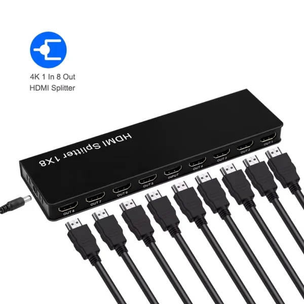 Splitter HDMI 1x8 UHD 4K@30Hz 3D 1 Entrada 8 Saídas HDMI-SPLITTER-1X8