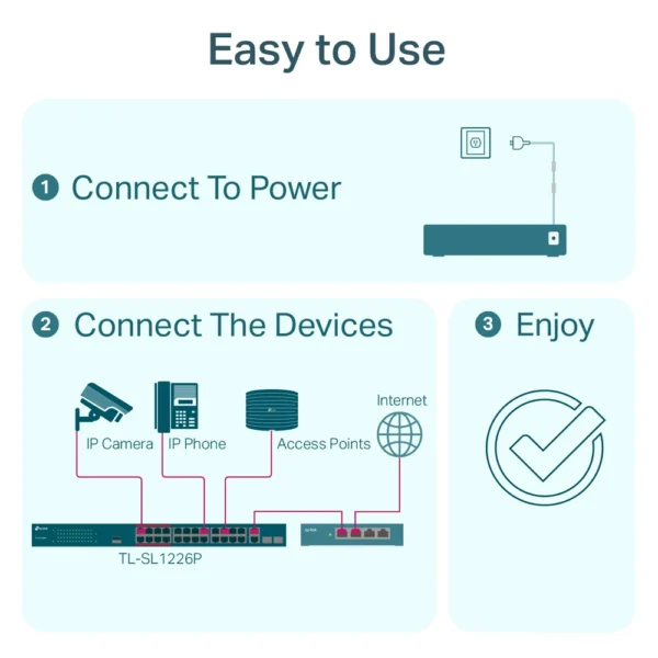 Switch TP-Link TL-SL1226P 24 Portas PoE+ 10/100Mbps 2 Portas Gigabit S/Gestão