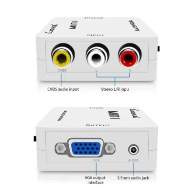 Adaptador AV Para VGA FHD 1080P Preto