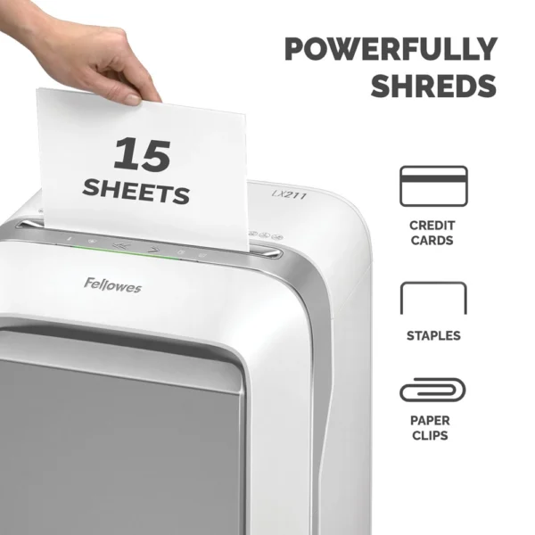 Destruidor de Documentos Fellowes LX211 15 Folhas Branco